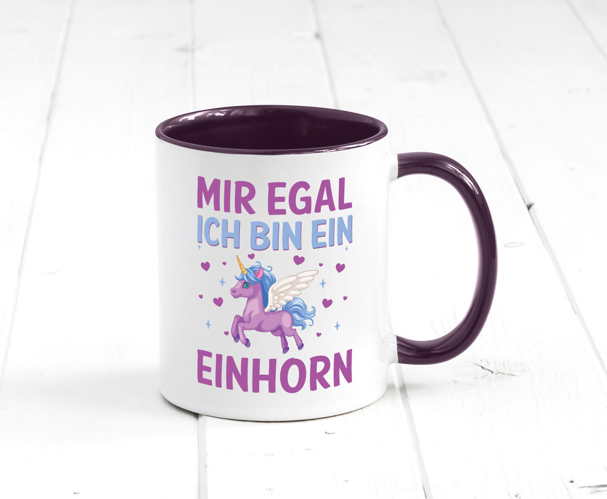 Mir egal, ich bin ein Einhorn| Herzen Geschenkidee Humor Tasse