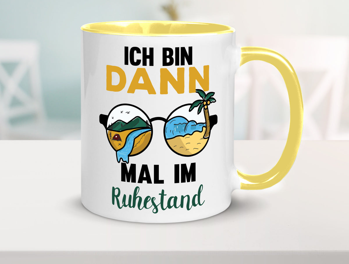Bin dann mal im Ruhestand | Sonnenbrille Palme Meer lustig Jubiläum Geschenk Tasse