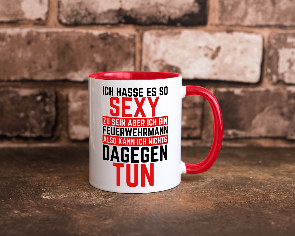 Sexy Feuerwehrmann | Helden Flammen Brandeinsatz lustig Humor Geschenkidee Tasse