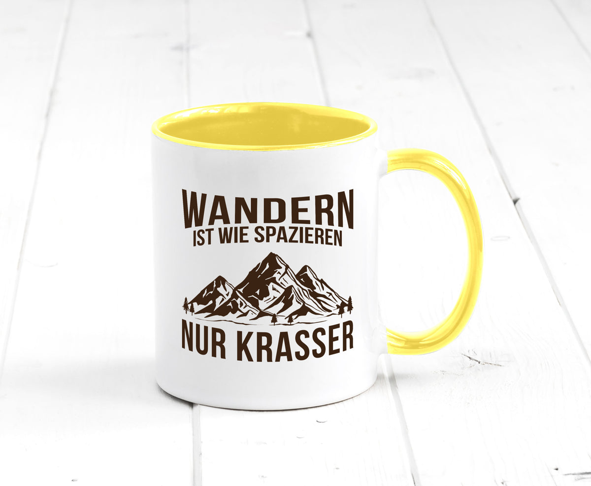 Wandern wie spazieren, nur krasser | Gebirge Bäume Geschenk Humor Geschenkidee Tasse