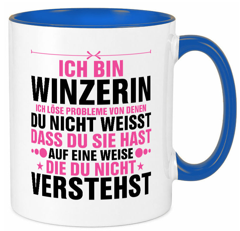 Löse Probleme: Winzerin | Weinbauer Wein Humor Geschenkidee Tasse