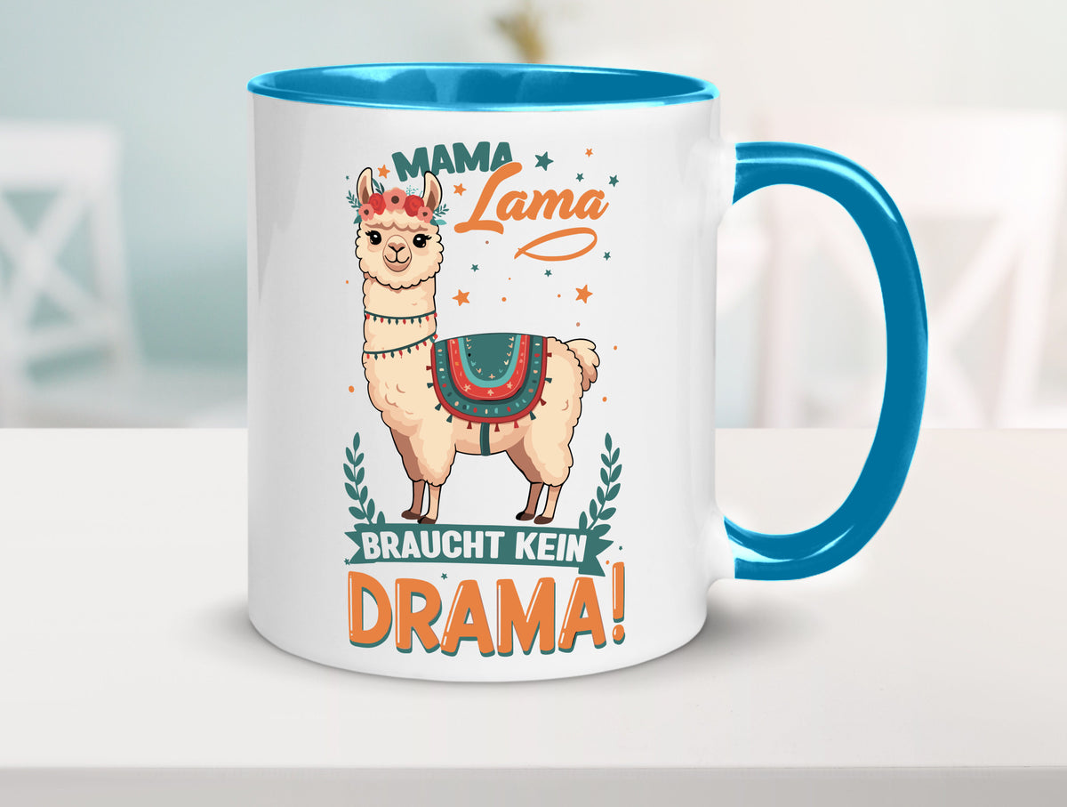 Mama Lama braucht kein Drama | Muttertag Humor Familie Geschenkidee Tasse