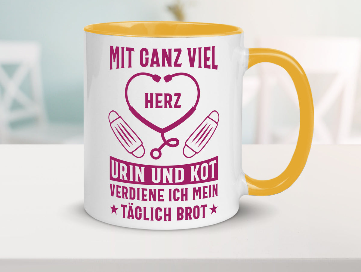 Herz, Urin, Kot, damit verdien ich mein Brot | Stethoskop Geschenk Humor Tasse