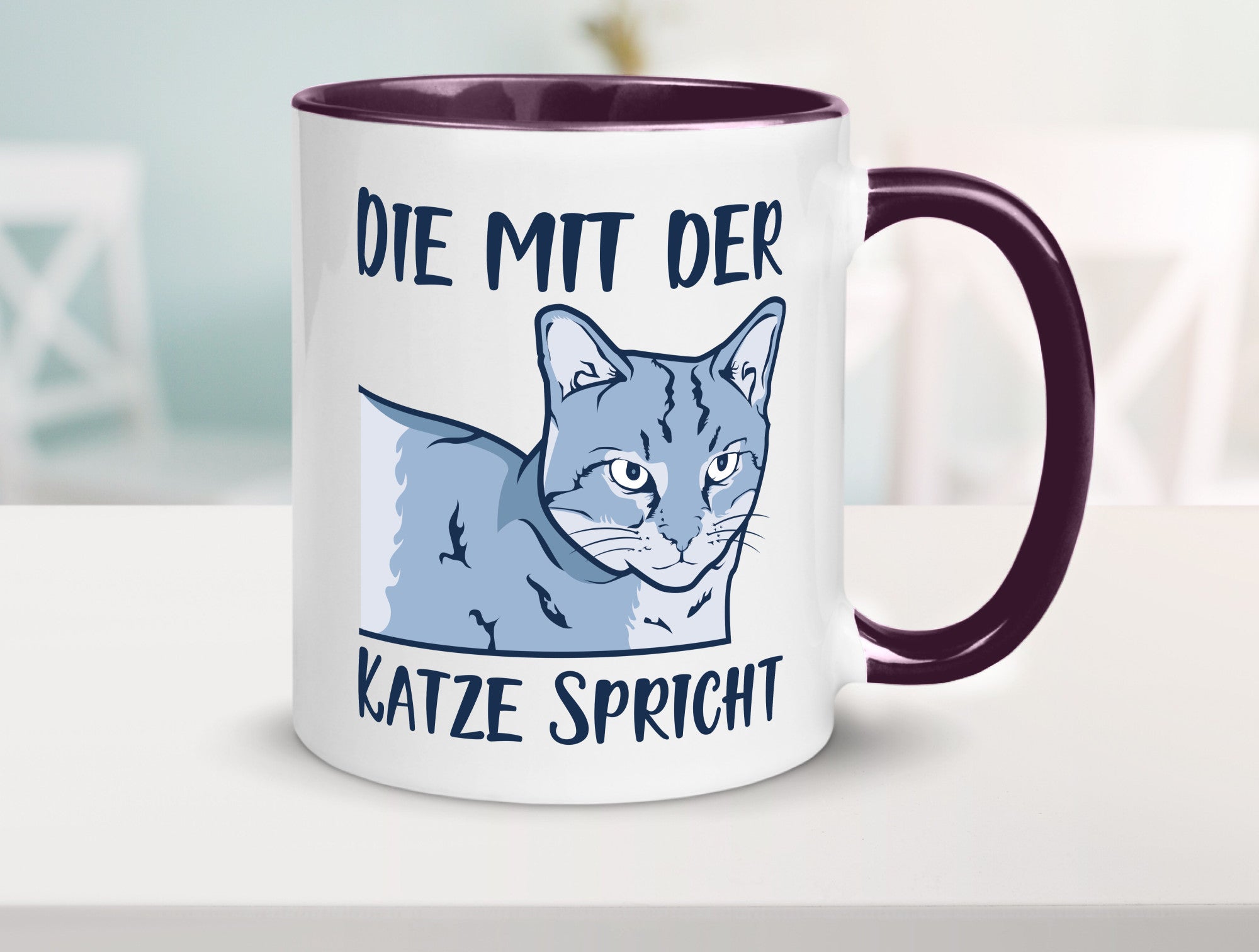 Die mit der Katze spricht | Humor Tierliebhaber Geschenkidee Tasse