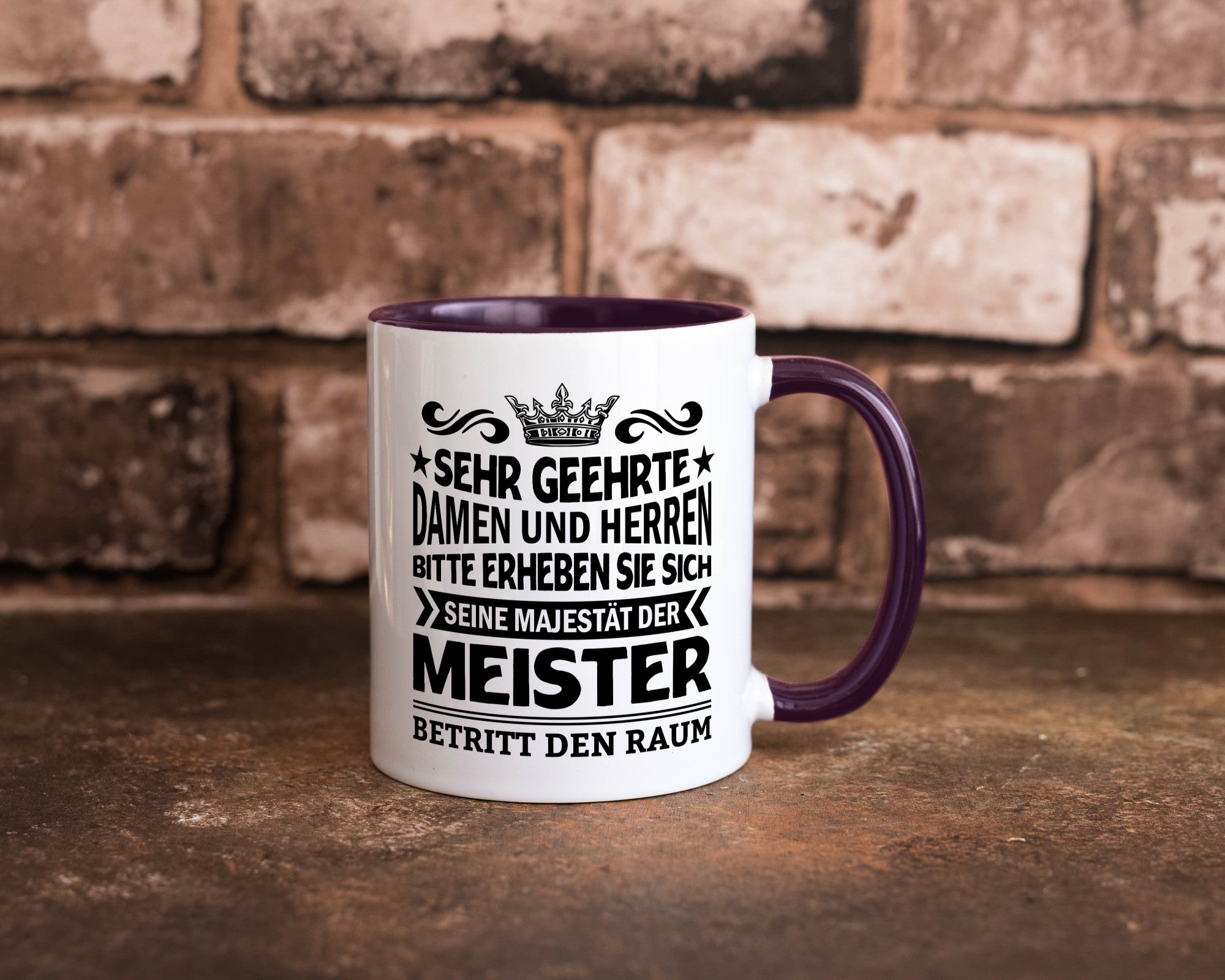 Erheben Sie sich der meister betritt den Raum Geschenkidee Humor Tasse