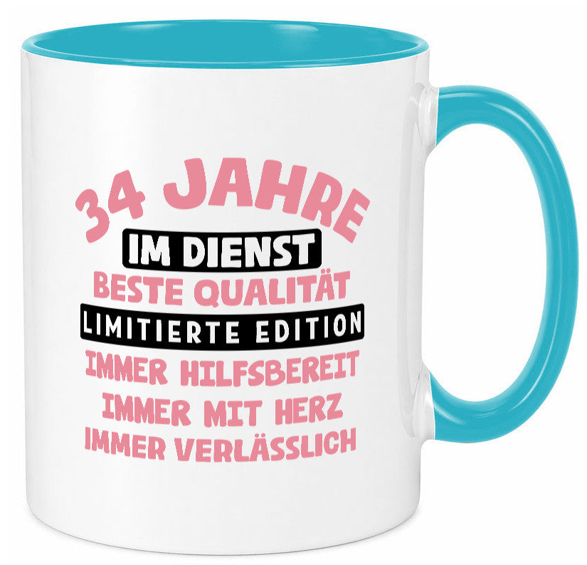 34 Jahre im Dienst | Jubiläum Arbeit v11 Geschenk Kollegen Büro lustiger Spruch