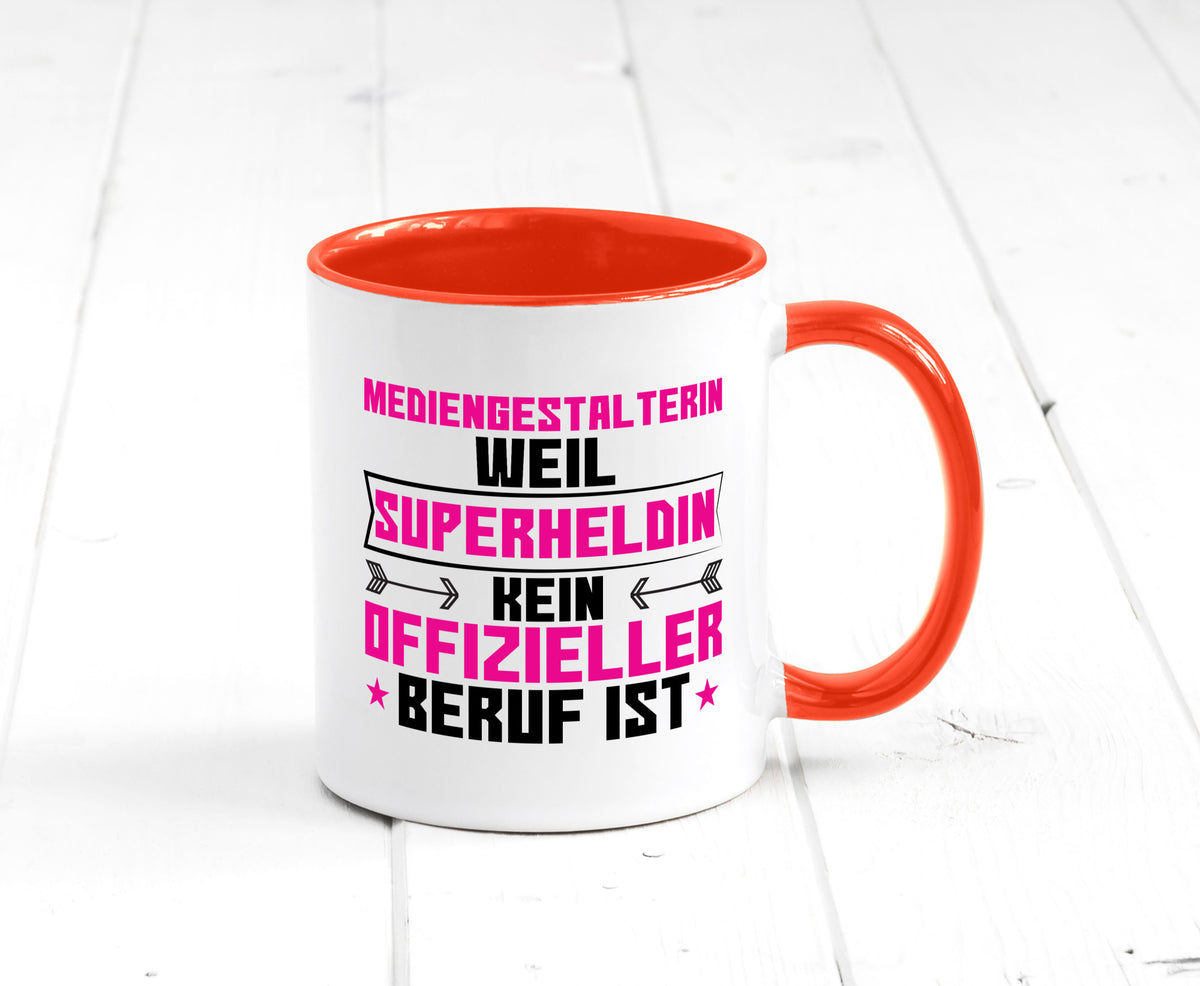 Superheldin Mediengestalterin | Medien lustiger Spruch Geschenk Humor Tasse