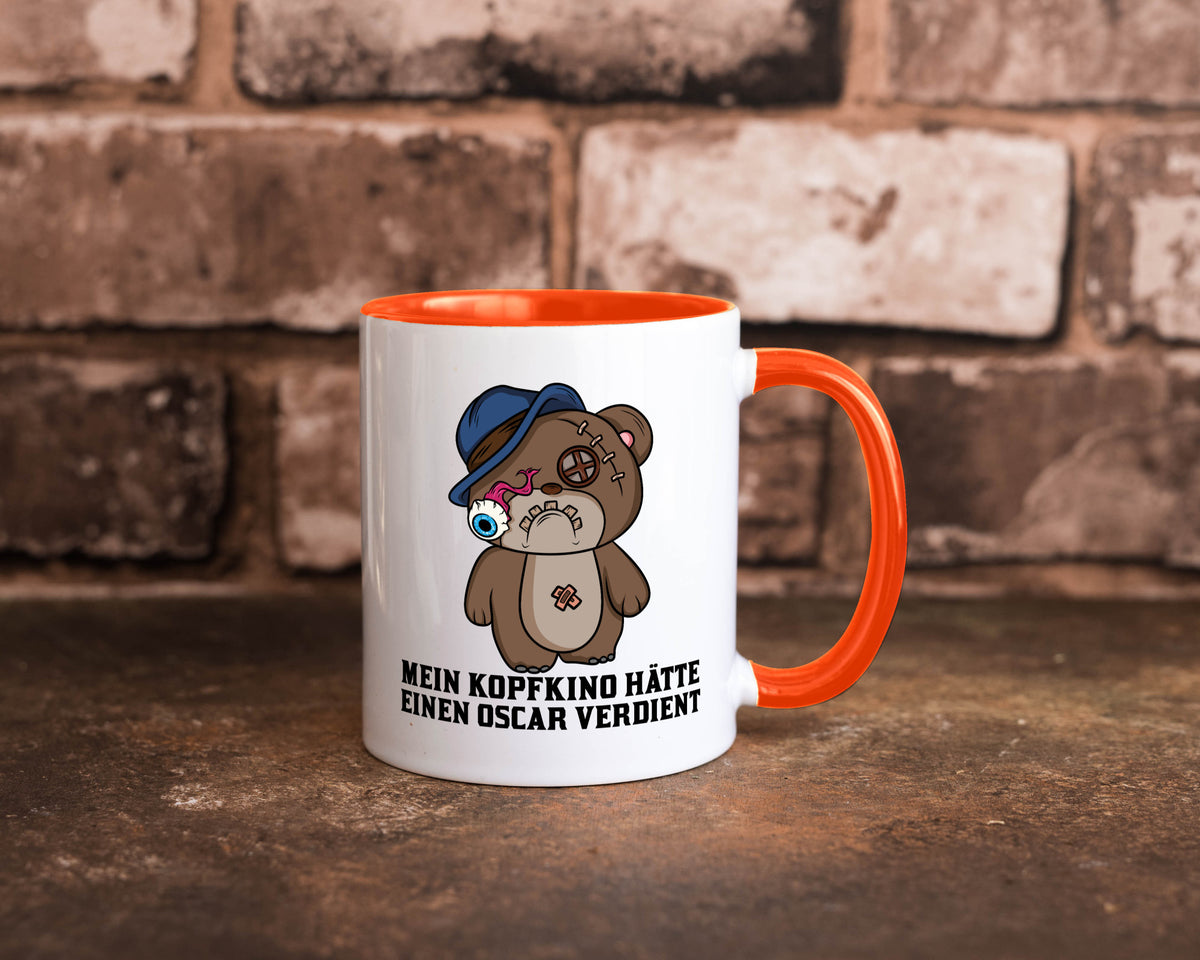 Mein Kopfkino hätte Oscar verdient | kaputter Bär Comic lustiger Spruch Tasse