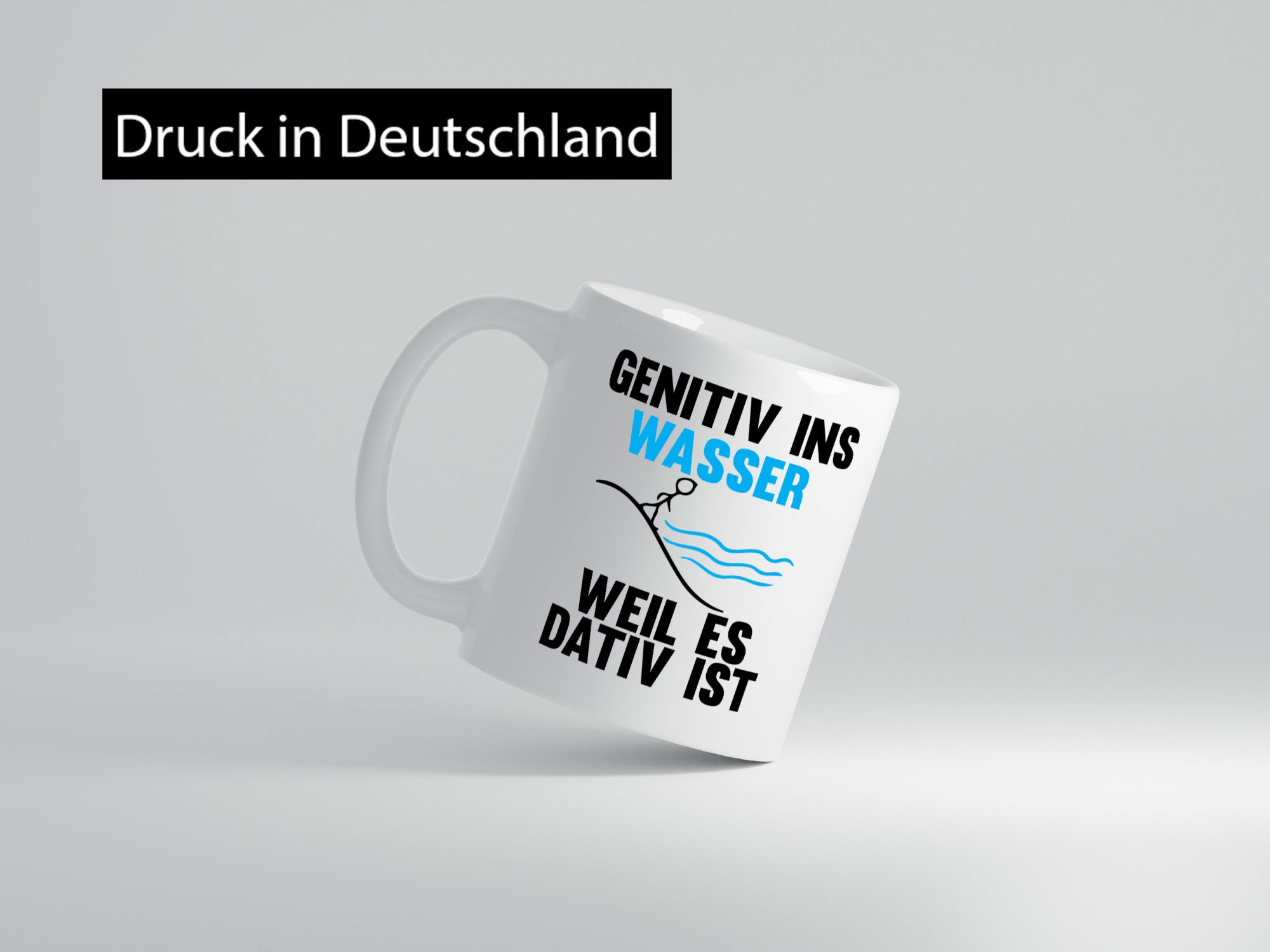 Genitiv Wasser weil Dativ | Grammatik Rechtschreibung Humor Geschenkidee Tasse