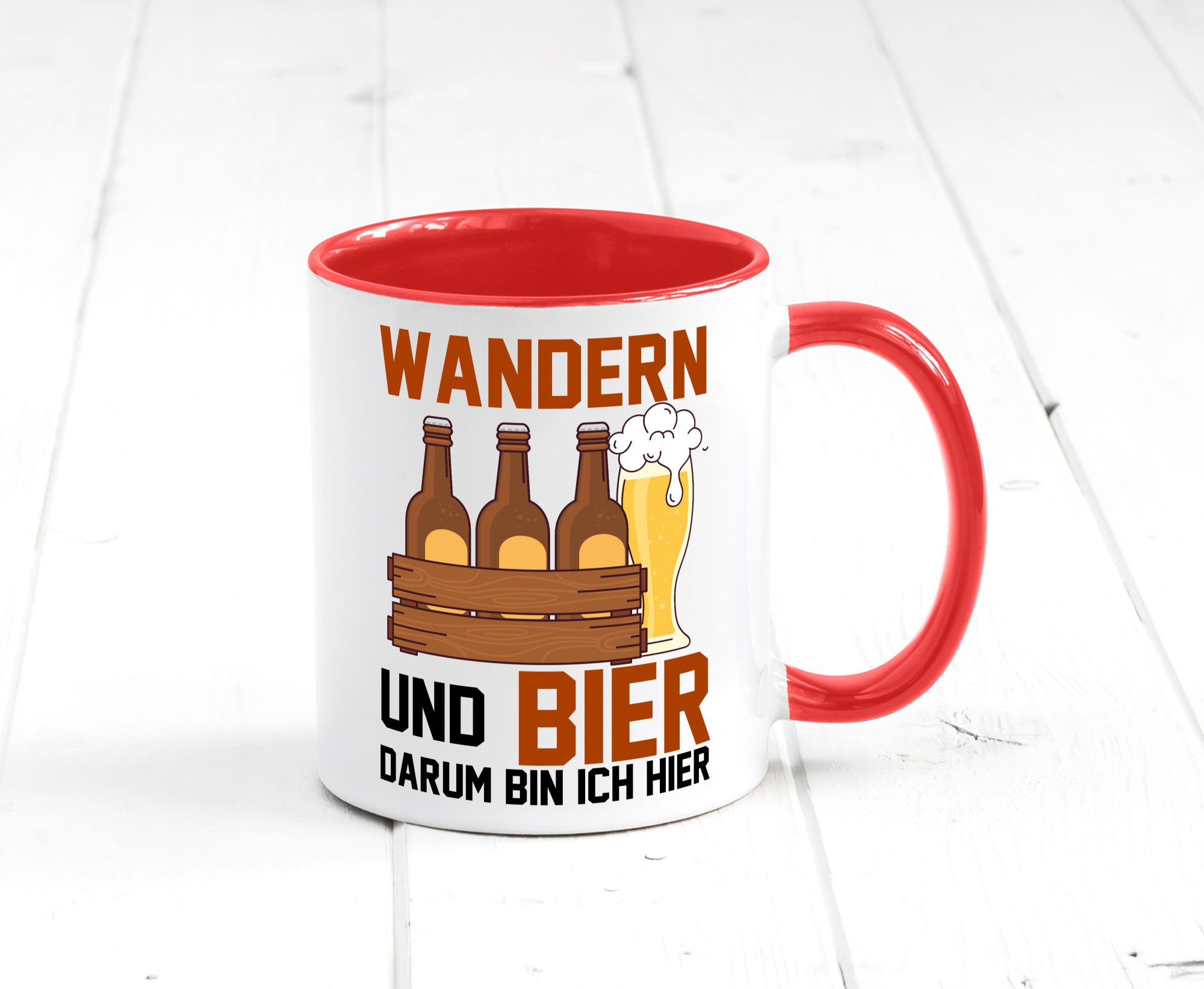 Wandern und Bier darum bin ich hier | Bierkasten lustiger Spruch Geschenk Humor