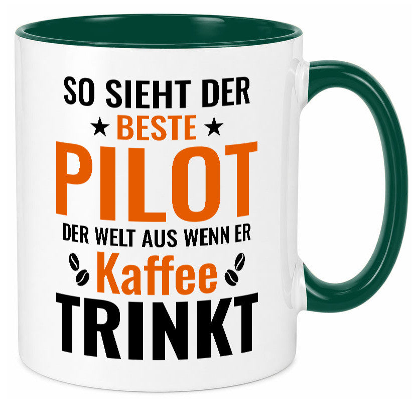 Kaffee trinkt: Pilot | Flugzeug Piloten lustiger Spruch Geschenk Humor