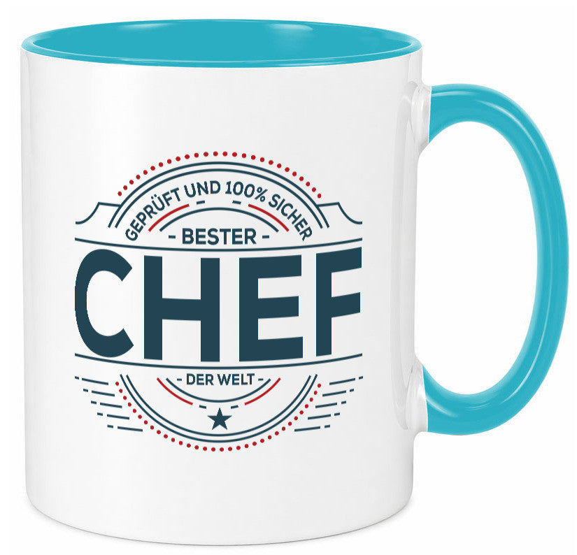 Geprüft und sicher: Chef | Führungskraft Vorgesetzter lustig Arbeit Kollegen Tasse
