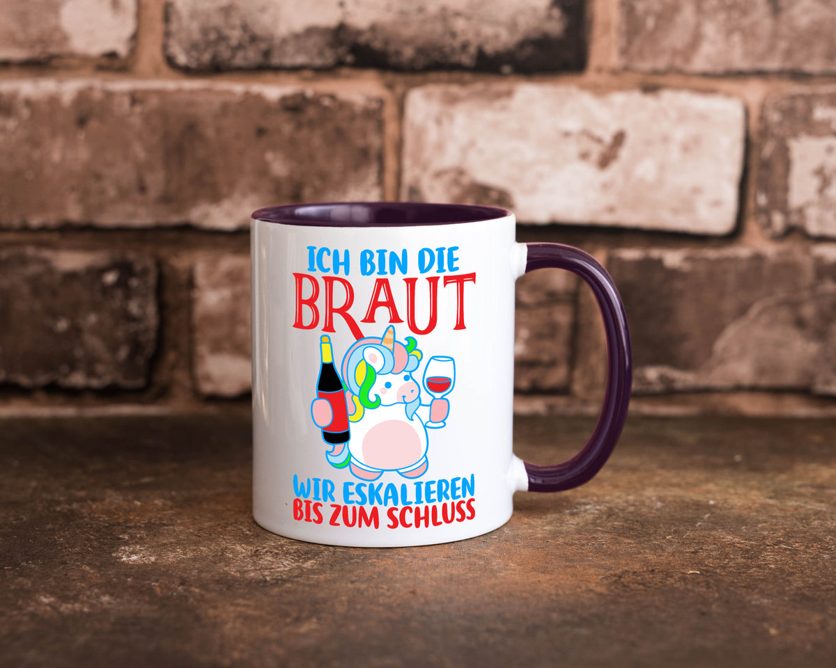 Junggesellinnenabschied | JGA Braut Einhorn Eskalation v2 lustig Humor Tasse