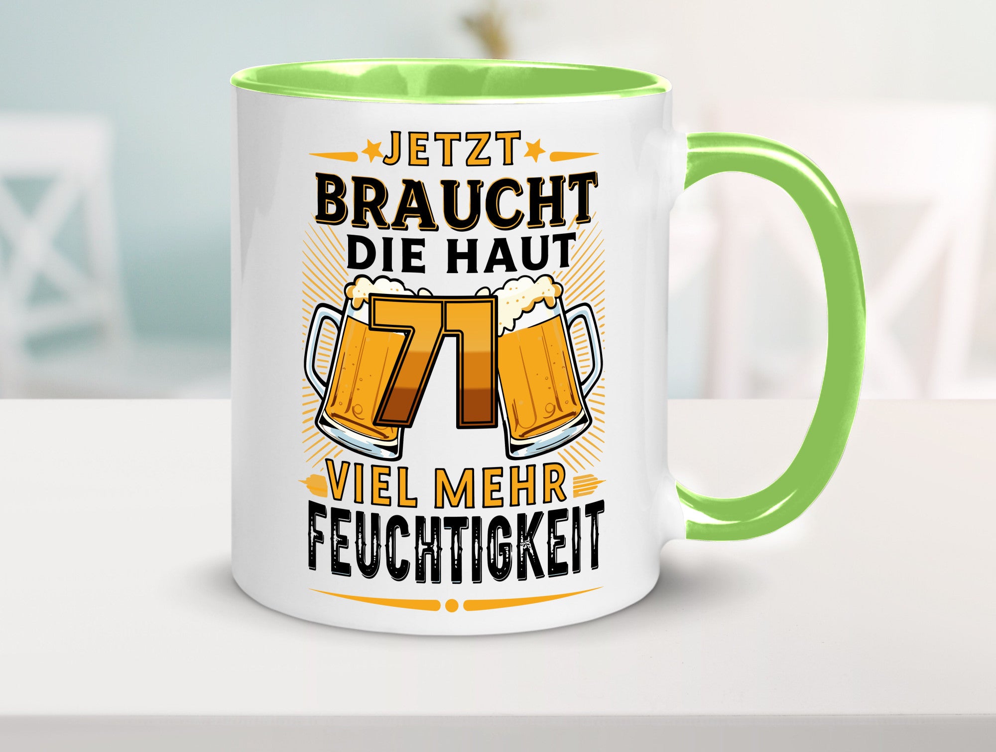 71 braucht die haut mehr Feuchtigkeit | 71. Geburtstag Geschenkidee Humor Tasse