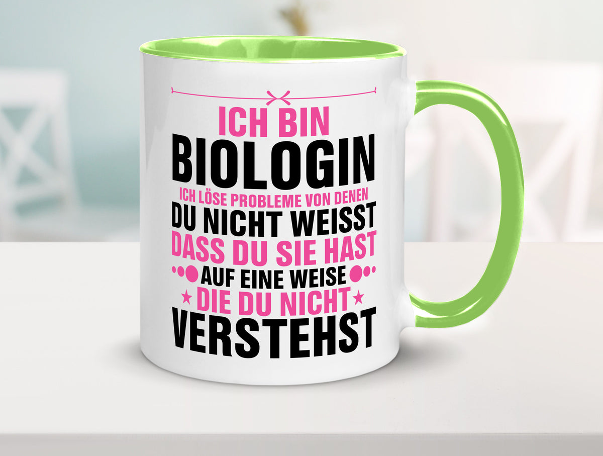 Löse Probleme: Biologin | Biologie Naturforscherin lustig Humor Geschenkidee Tasse