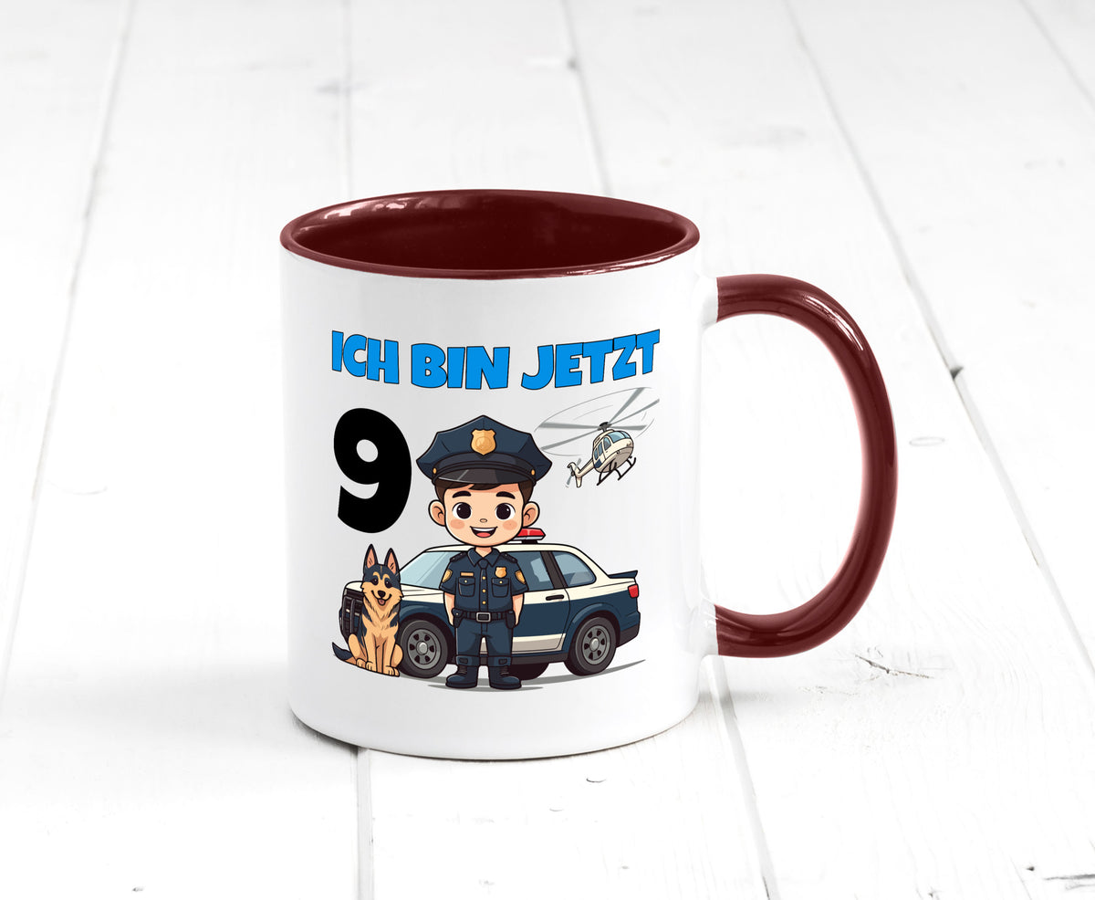 9. Geburtstag | 9 Jahre Polizei Kind Polizeiauto lustig Geschenkidee Geschenk Tasse
