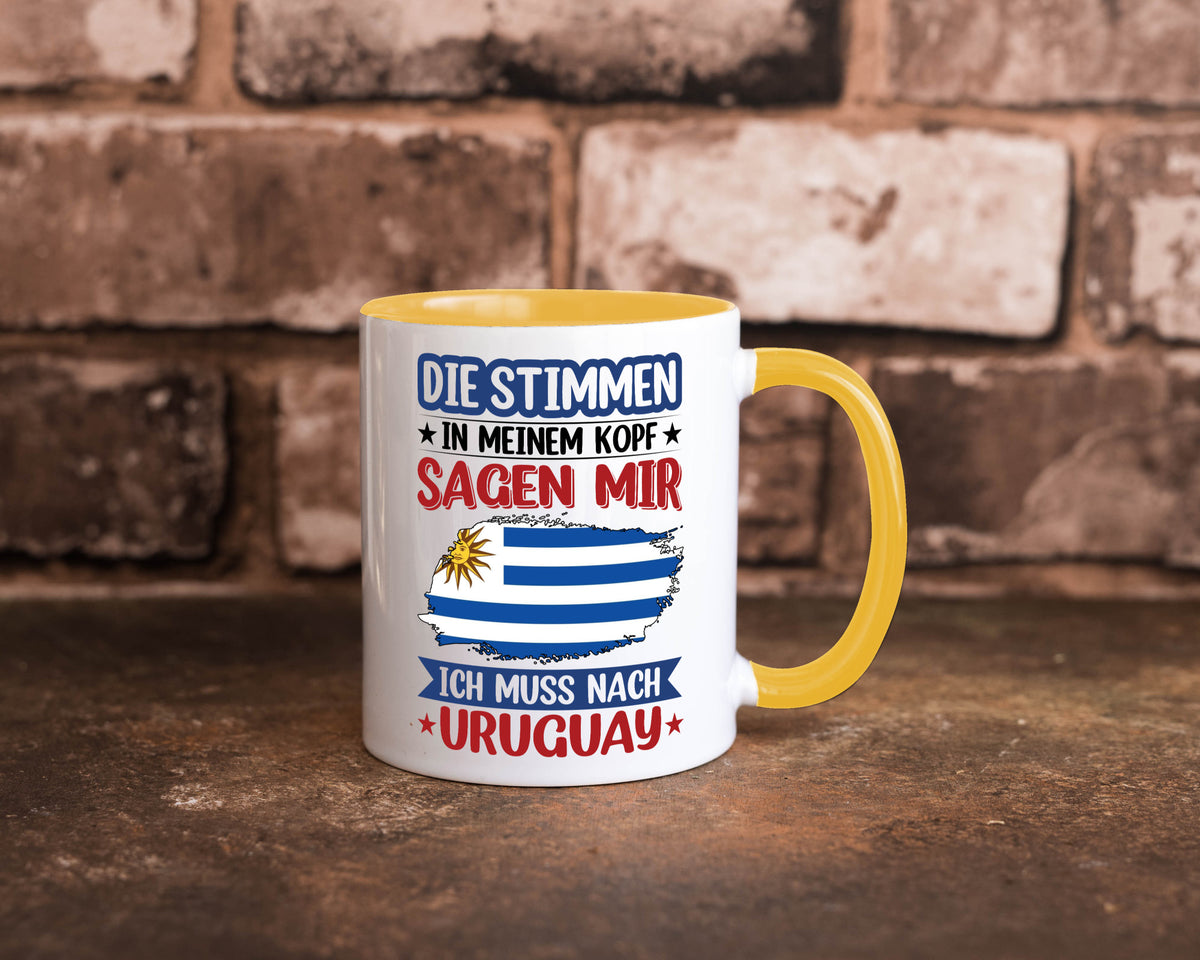 Uruguay | Urlaub Stimmen in meinem Kopf Traumland Geschenk Humor Geschenkidee Tasse