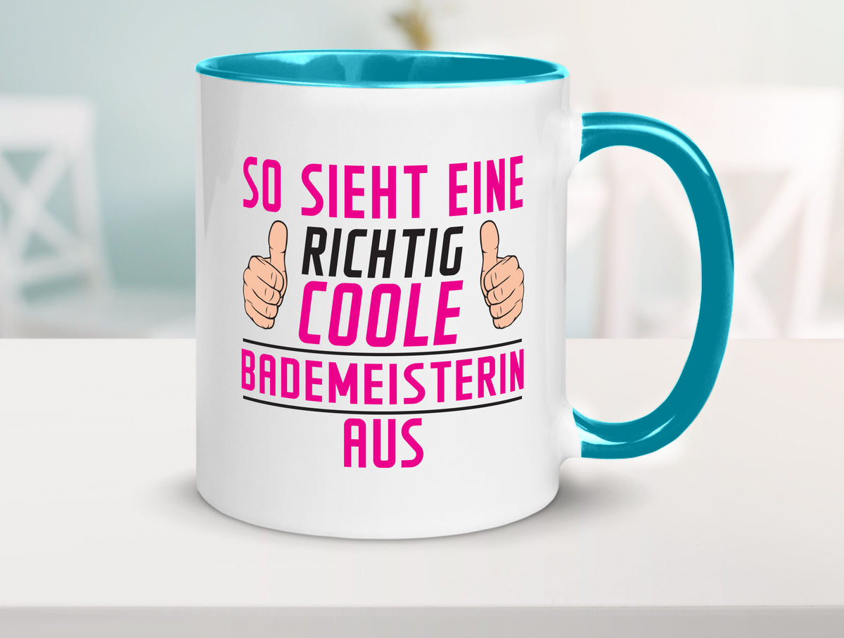 Richtig Coole Bademeisterin | Schwimmmeisterin Geschenk Humor Geschenkidee Tasse