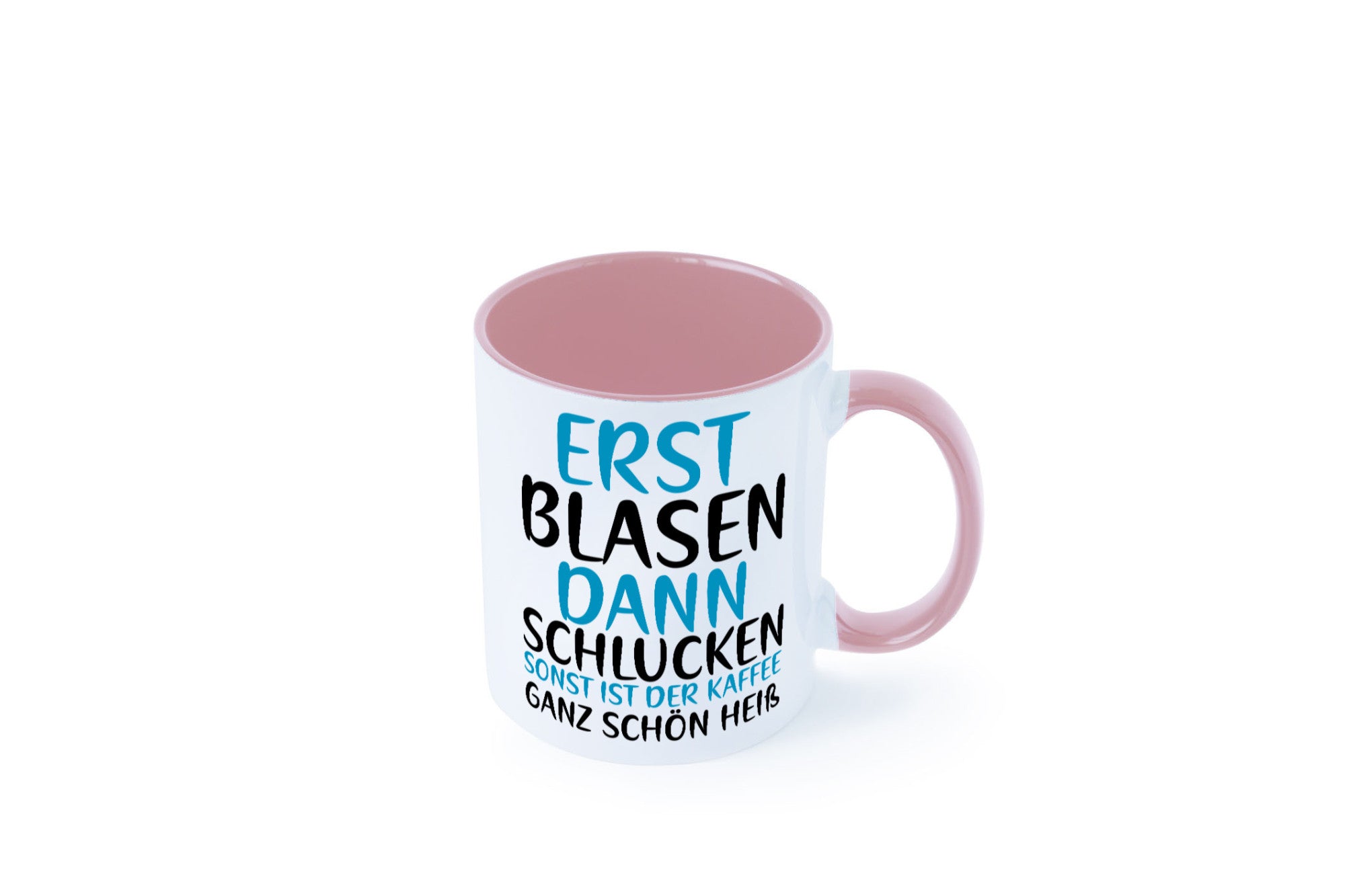 Erst Blasen dann Schlucken | kecker Spruch Lippenstift Geschenkidee Humor Tasse