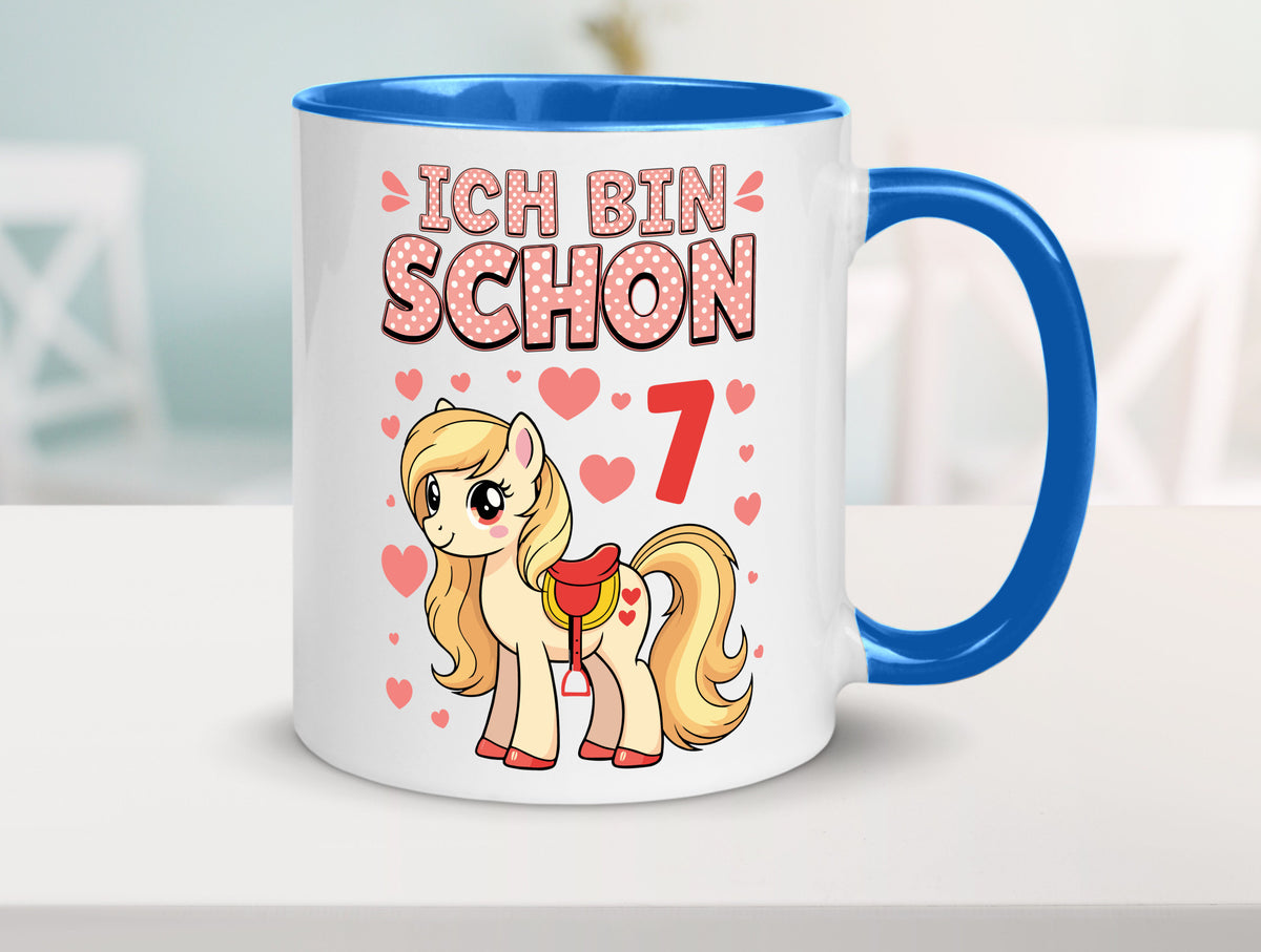 7. Geburtstag | 7 Jahre Mädchen Reiten Pony lustiger Spruch Geschenk Tasse