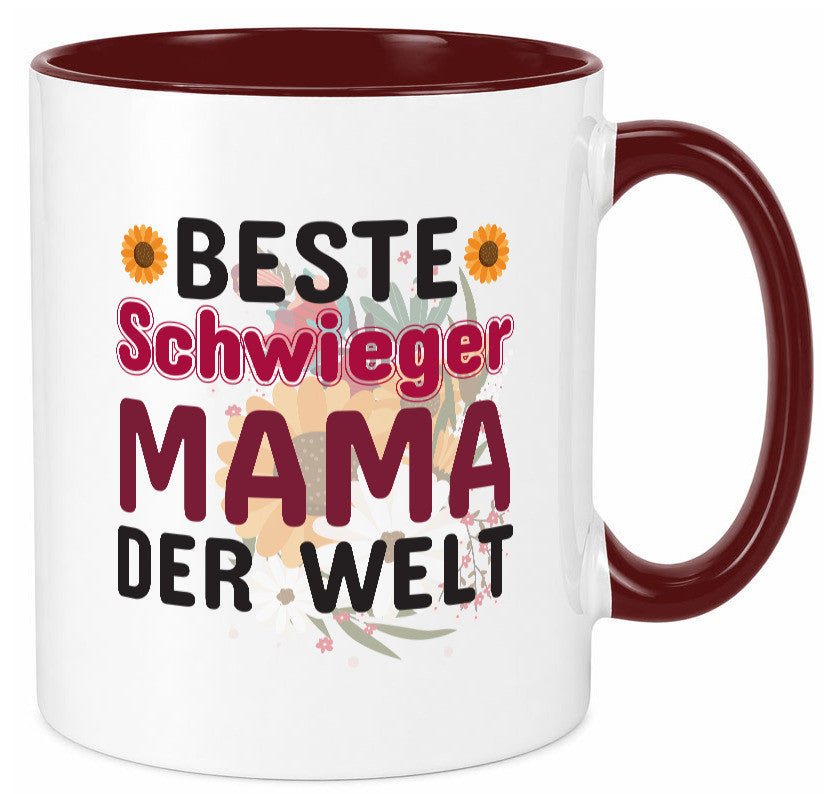 Beste Schwiegermama | Schwiegermutter Tasse Blumen Humor Familie Geschenkidee