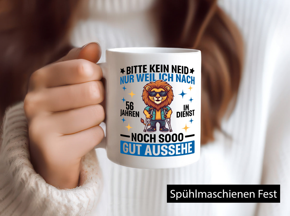 56 Jahre im Dienst | Arbeitsjubiläum Arbeit Geschenk Kollegen Büro lustiger Tasse