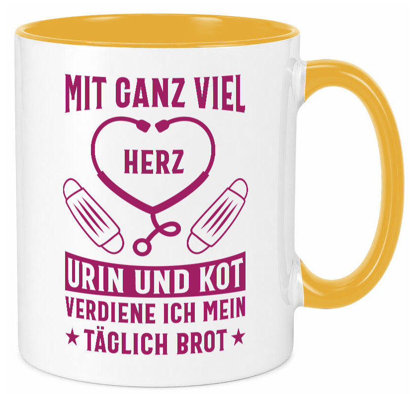 Herz, Urin, Kot, damit verdien ich mein Brot | Stethoskop Geschenk Humor Tasse
