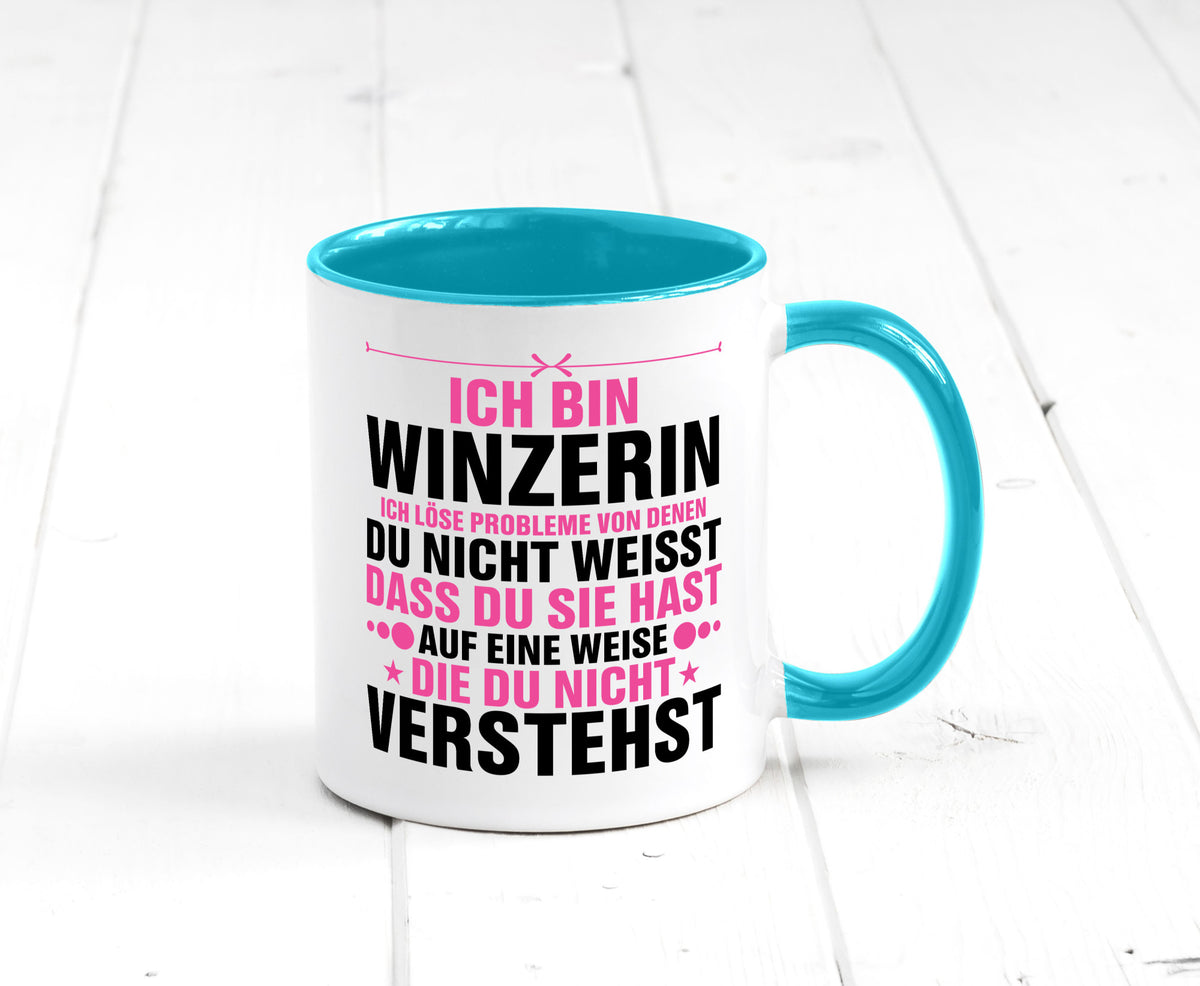 Löse Probleme: Winzerin | Weinbauer Wein Humor Geschenkidee Tasse