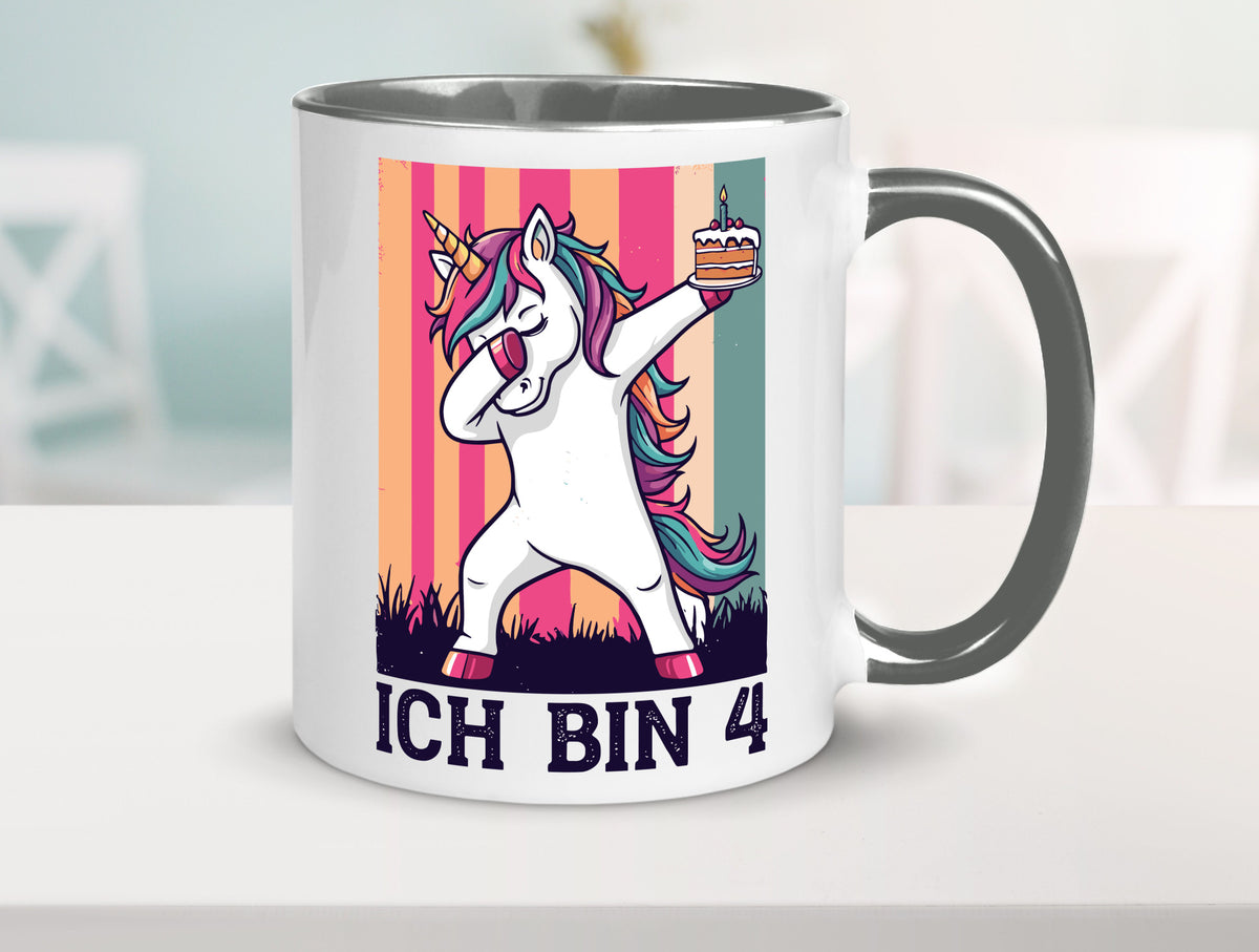 4 Geburtstag | Einhorn Damping Mädchen lustig Geschenkidee Geschenk Tasse