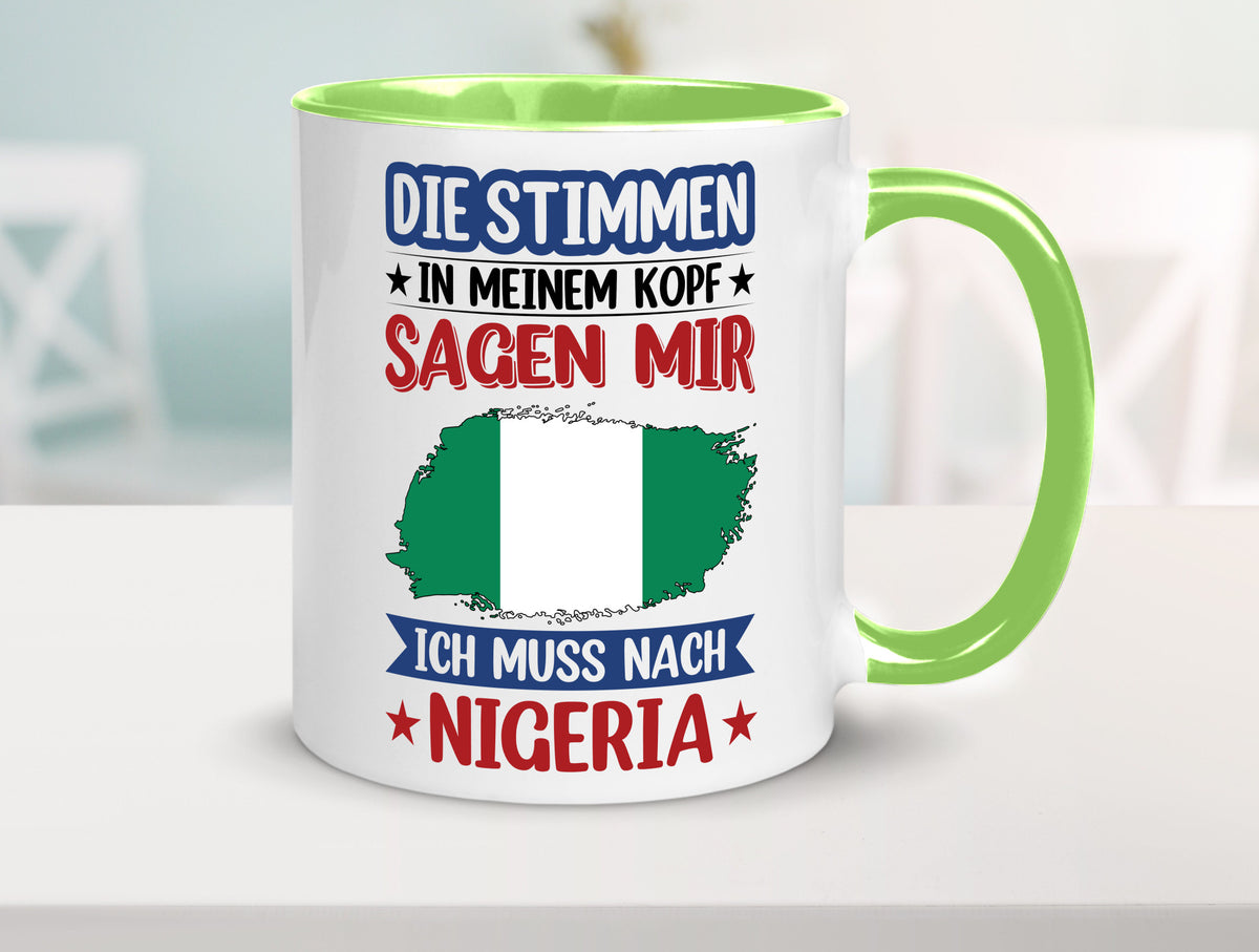 Nigeria | Urlaub Stimmen in meinem Kopf Traumland Geschenk Humor Geschenkidee Tasse