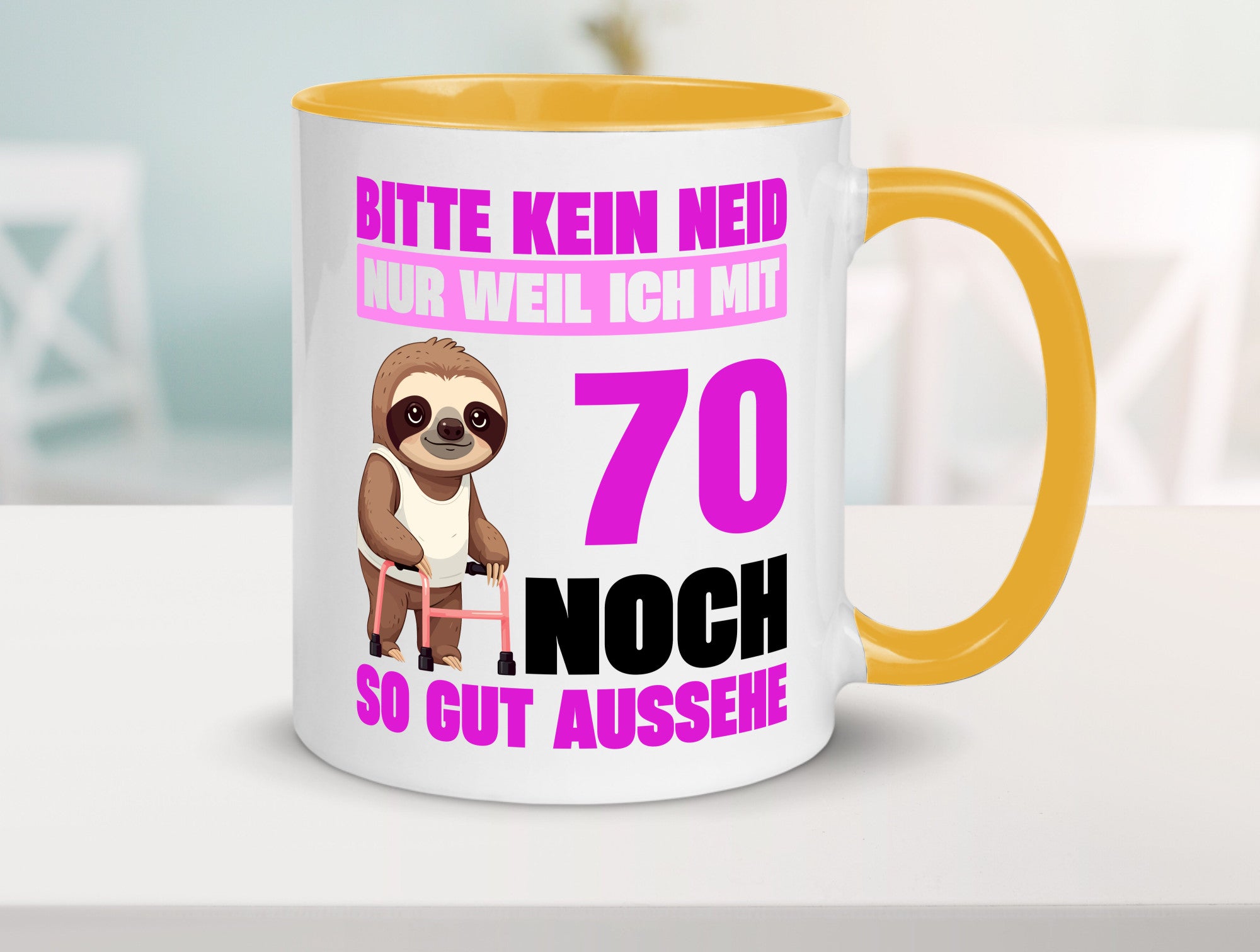 70. Geburtstag | Bitte kein neid Faultier 70 Jahre v2 Humor Geschenkidee Tasse