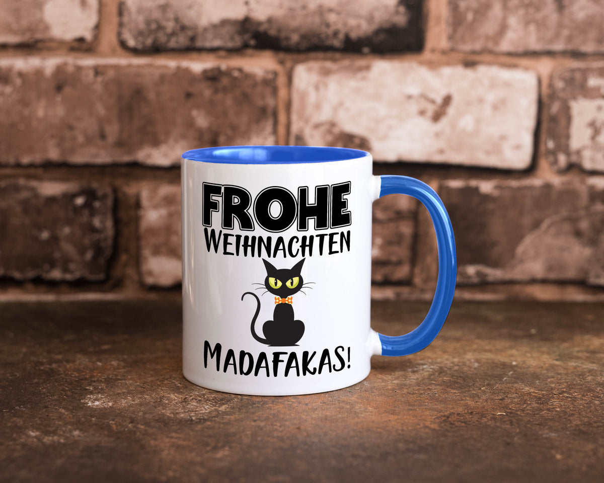 Frohe Weihnachten Madafakas! | Katze Tasse Vintage lustiger Spruch Geschenk