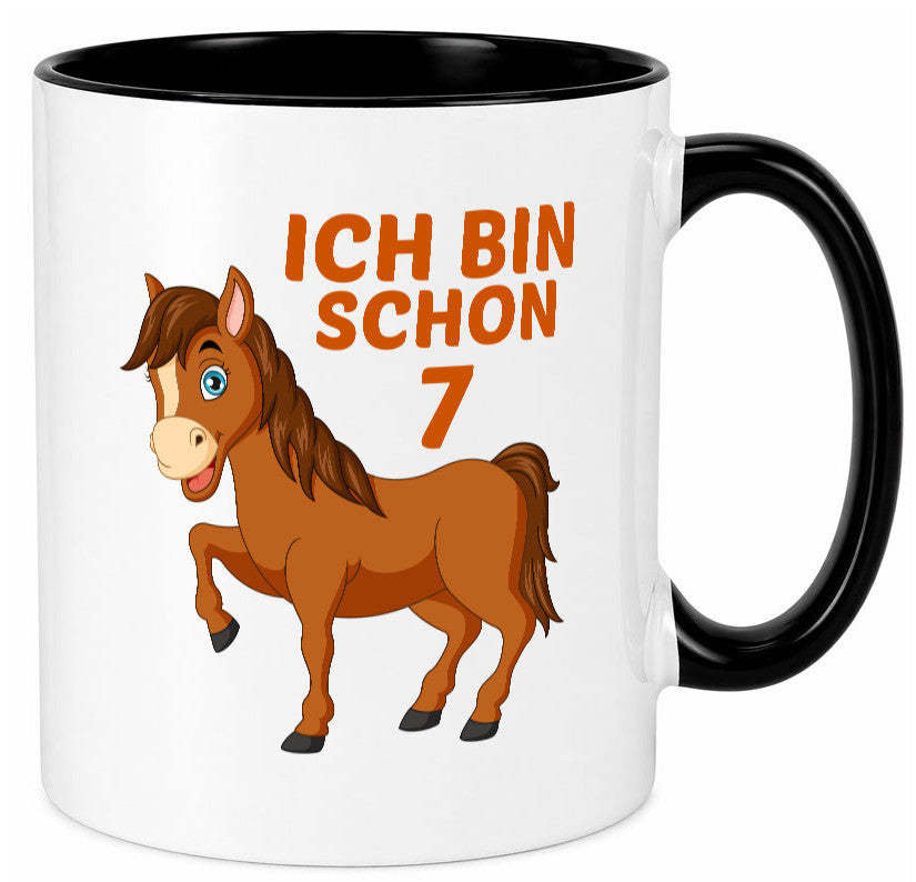 7. Geburtstag | Ich bin schon 7 Pferde Pony Humor Geschenkidee Tasse