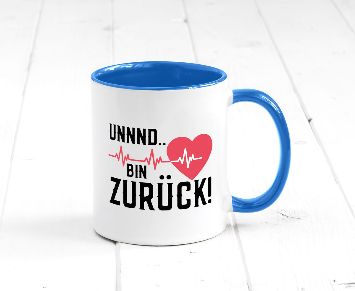 Bin zurück | Herzschlag Reanimation Puls Arzt Klinik Geschenk Humor Tasse