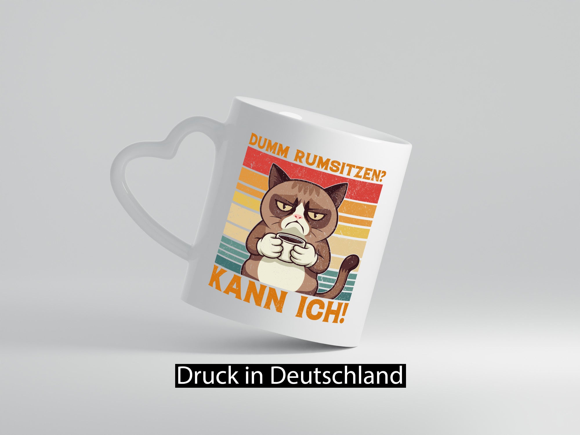 Dumm rumsitzen? Kann ich | Katze mit Kaffee lustiger Spruch Geschenk