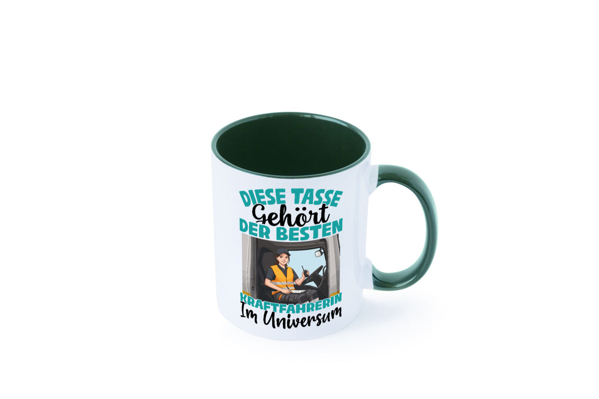 Im Universum: Kraftfahrerin | Lastwagen LKW lustig Humor Geschenkidee Geschenk Tasse