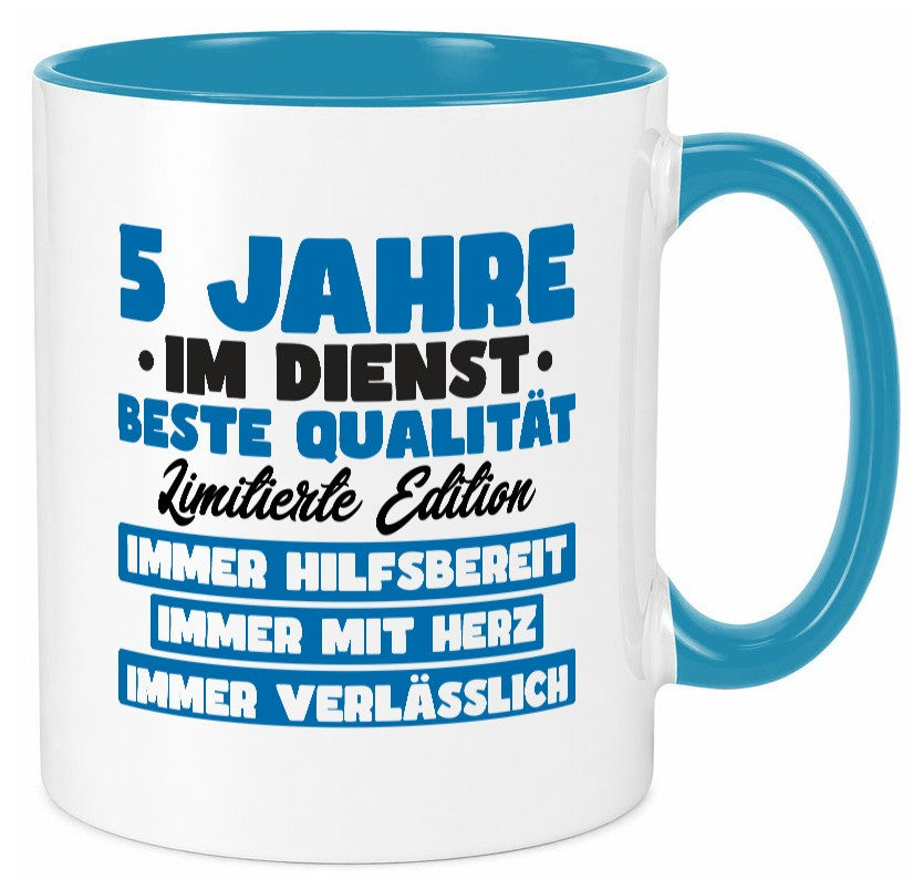 5 Jahre im Dienst | Jubiläum Arbeit v7 Geschenk Kollegen Büro lustiger Spruch Tasse