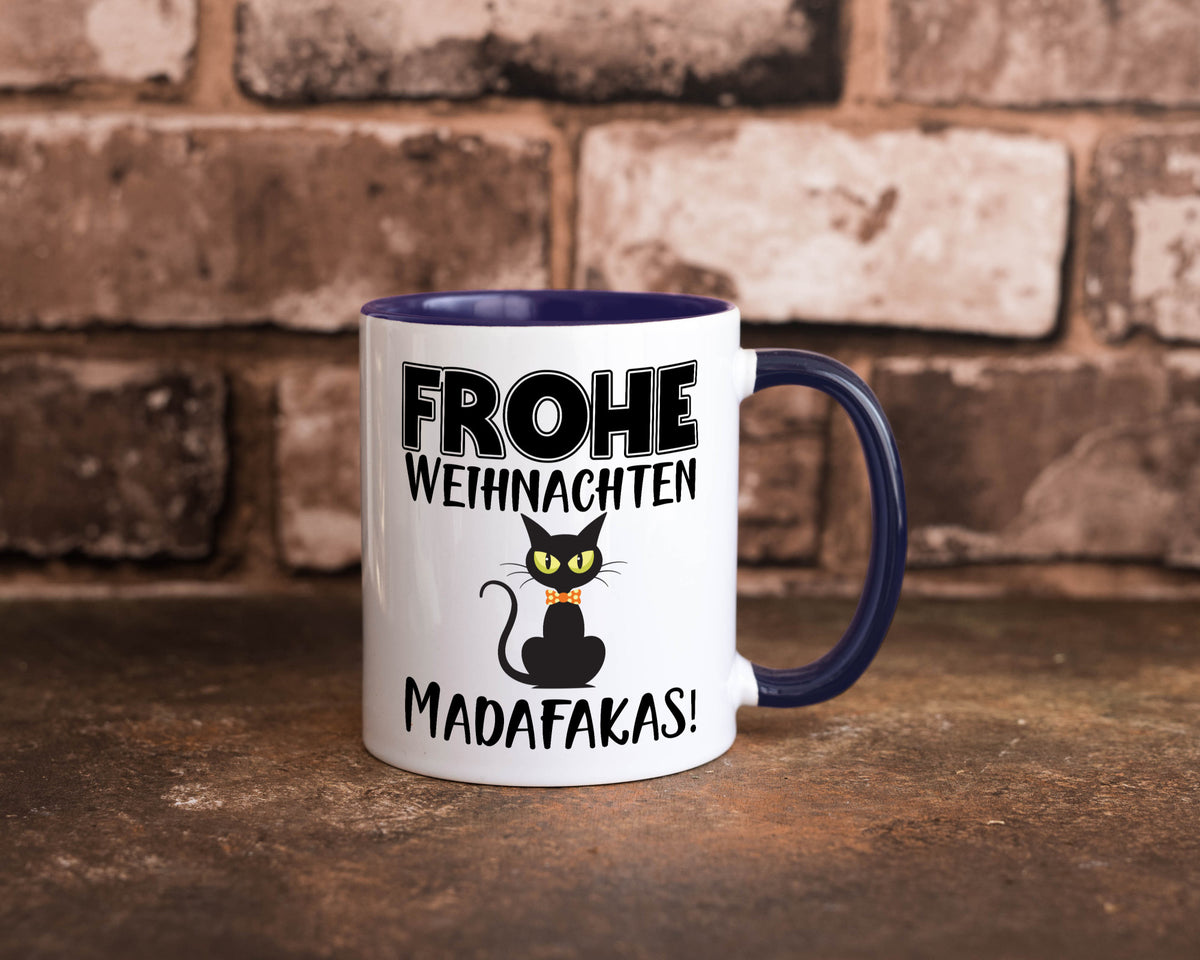 Frohe Weihnachten Madafakas! | Katze Tasse Vintage lustiger Spruch Geschenk