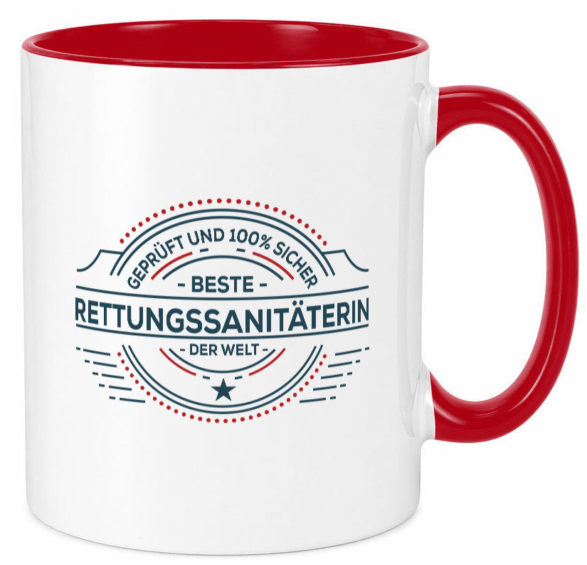 Geprüft und sicher: Rettungssanitäterin | Sanitäter Geschenkidee Humor Tasse