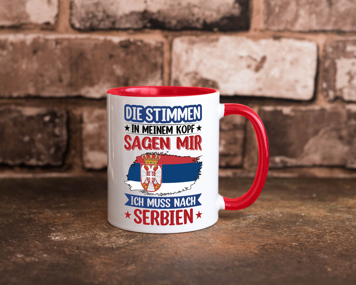 Serbien | Urlaub Stimmen in meinem Kopf Traumland v2 Geschenk Humor Tasse