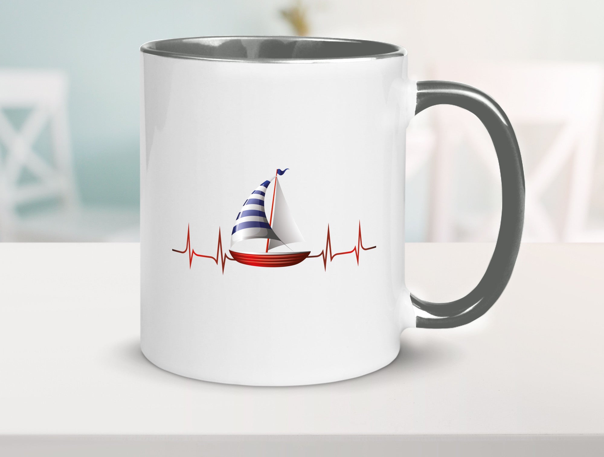 Segelboot Herzschlag | Segler segeln Boot Kapitän Geschenk Humor Geschenkidee