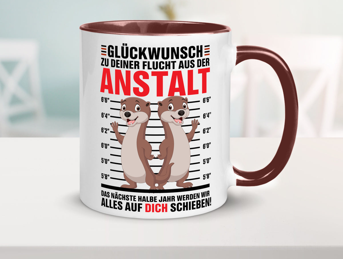 Glückwunch zur Flucht | Jobwechsel Arbeitskollegen Geschenk Arbeit Kollegen Tasse