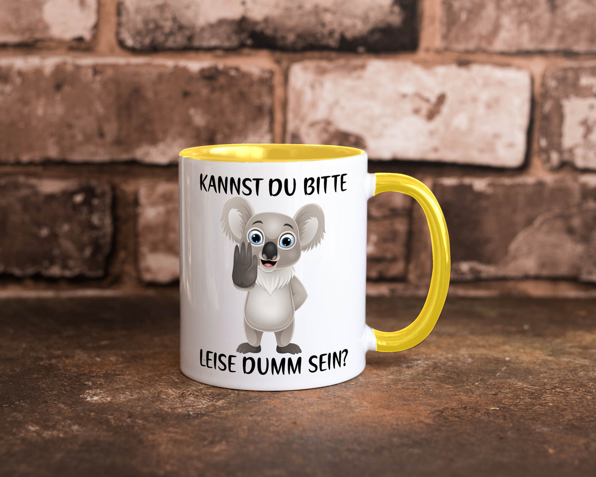 Bitte leise dumm sein | frecher Koala Flüstern Comic Humor Geschenkidee Tasse
