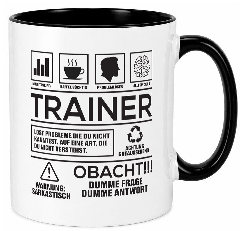 Achtung Probleme Trainer | Verein Sport lustig Humor Geschenkidee Geschenk Tasse