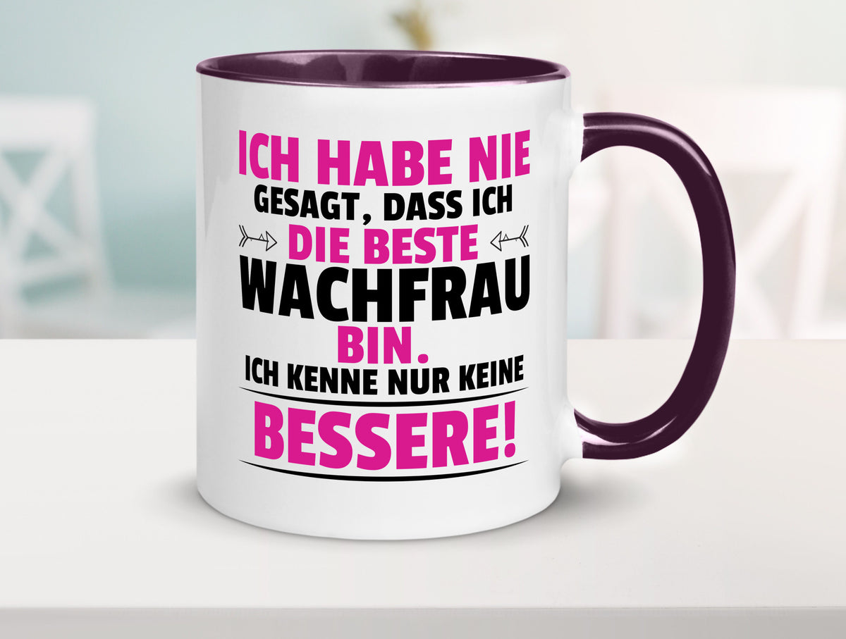Die Beste Wachfrau | Wachpersonal Nachtwächter lustig Humor Geschenkidee Tasse