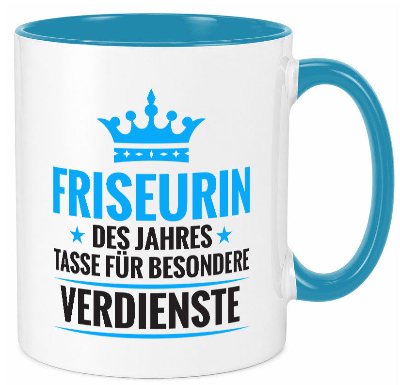 Besonderer Verdienst: Friseurin | Friseuse Frisörin Geschenk Humor Geschenkidee