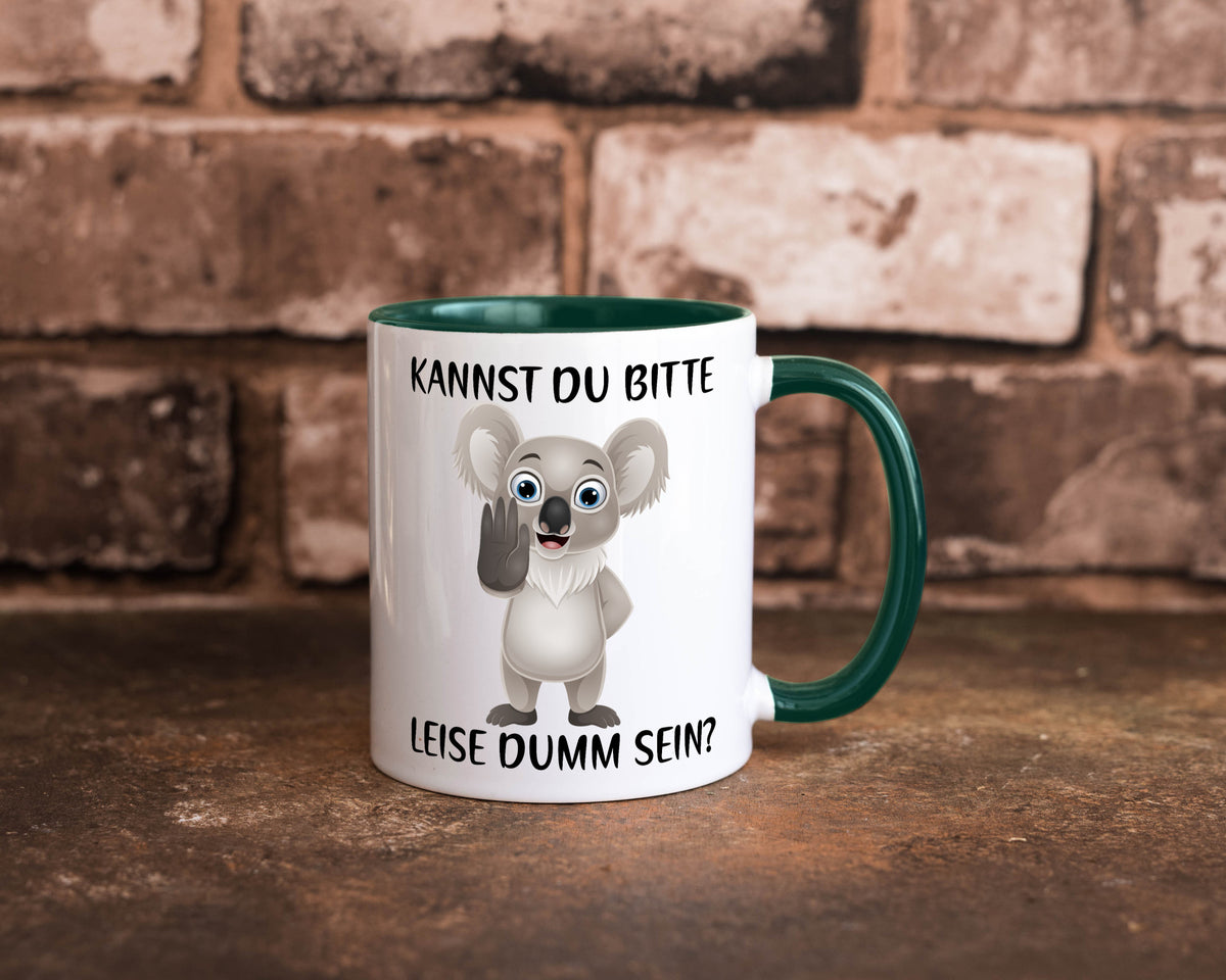 Bitte leise dumm sein | frecher Koala Flüstern Comic Humor Geschenkidee Tasse