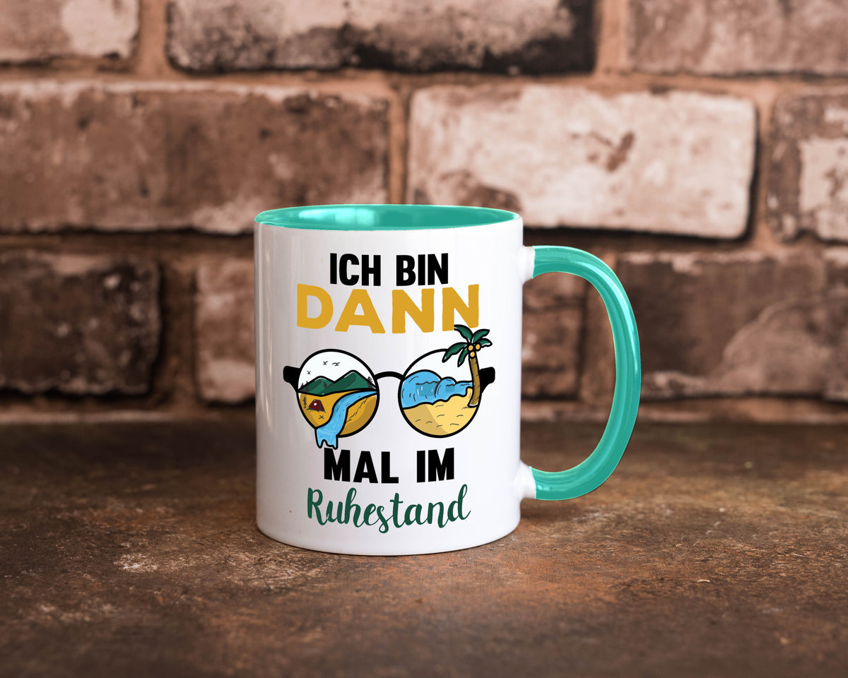 Bin dann mal im Ruhestand | Sonnenbrille Palme Meer lustig Jubiläum Geschenk Tasse