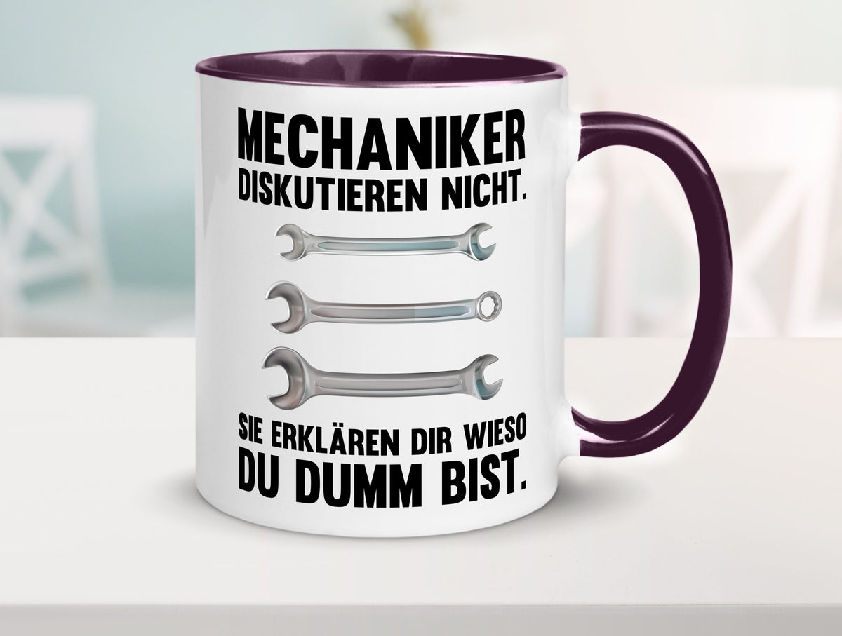 Mechaniker Diskutieren nicht sie erklären nur wieso Geschenkidee Tierliebhaber Tasse