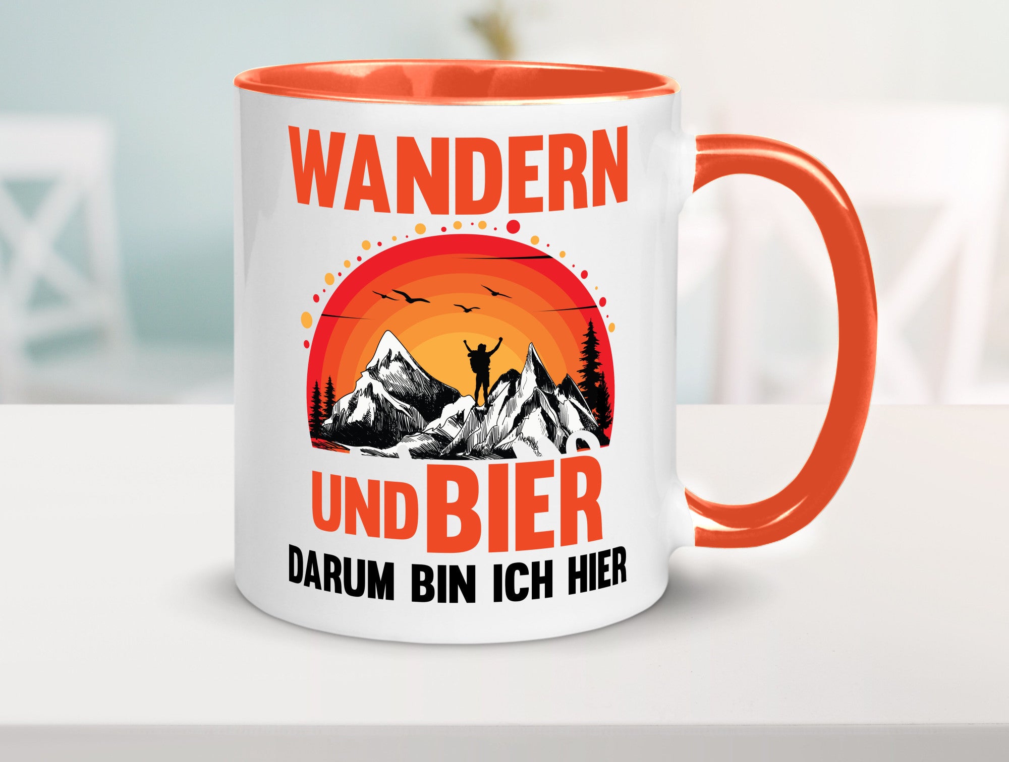 Wandern und Bier darum bin ich hier | lustiger Spruch Geschenk Humor